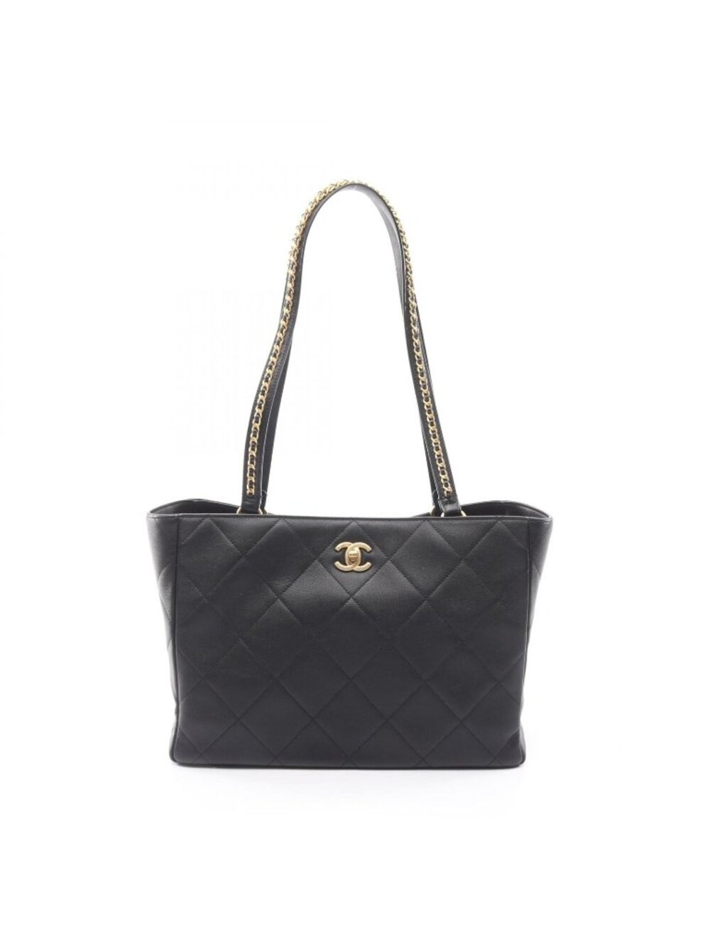 Chanel Tote Quilted Black Leather Chain